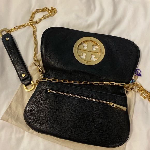 Tory Burch clutch with long gold chain strap - Picture 2 of 3